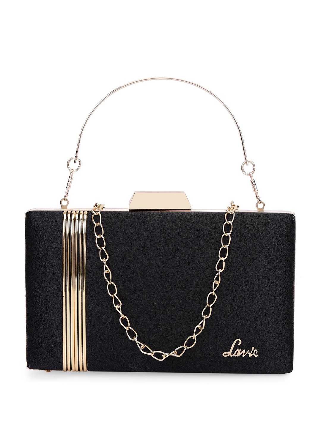 

Lavie Synthetic Leather Box Clutch, Black