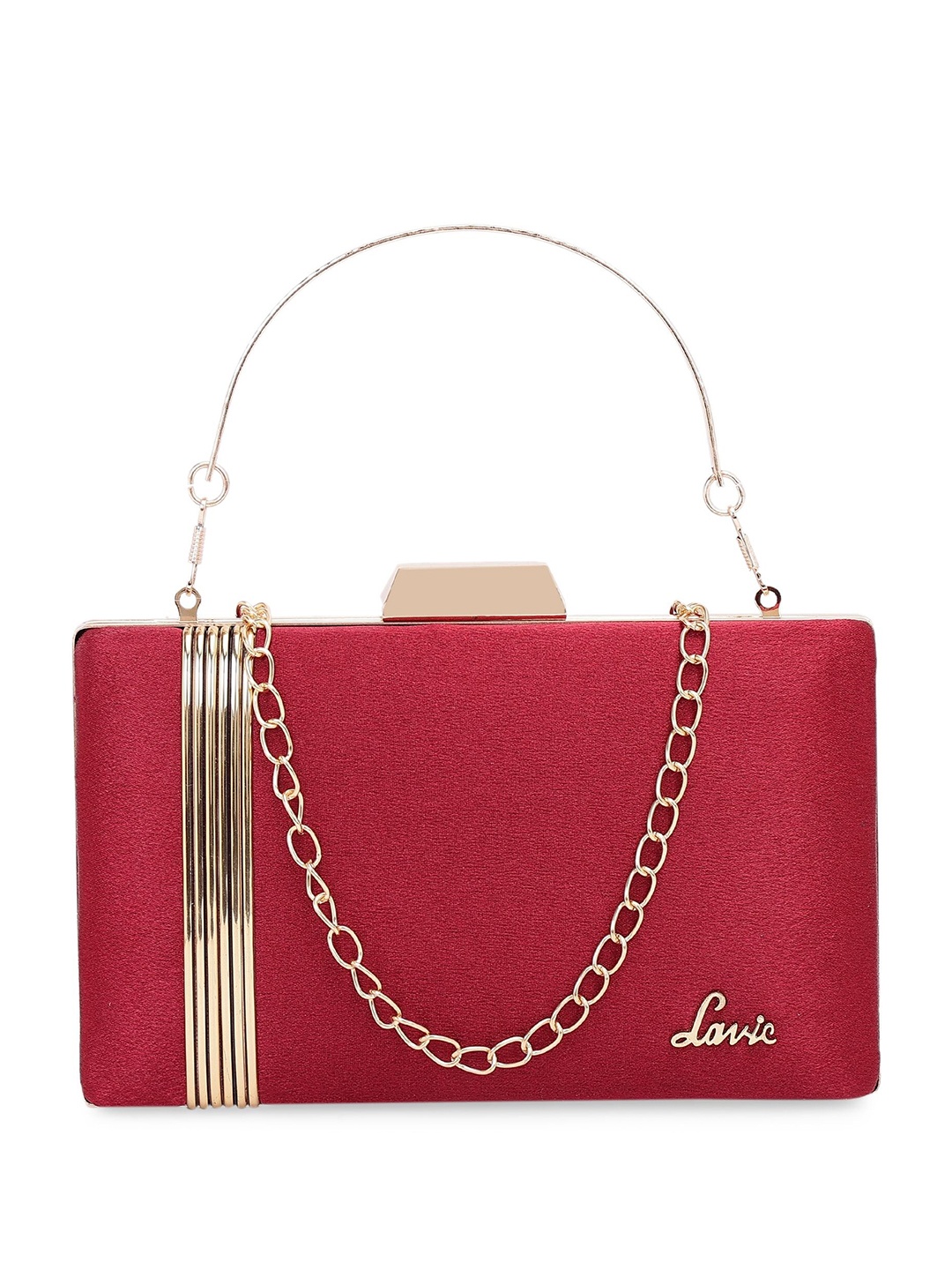 

Lavie Synthetic Leather Box Clutch, Maroon