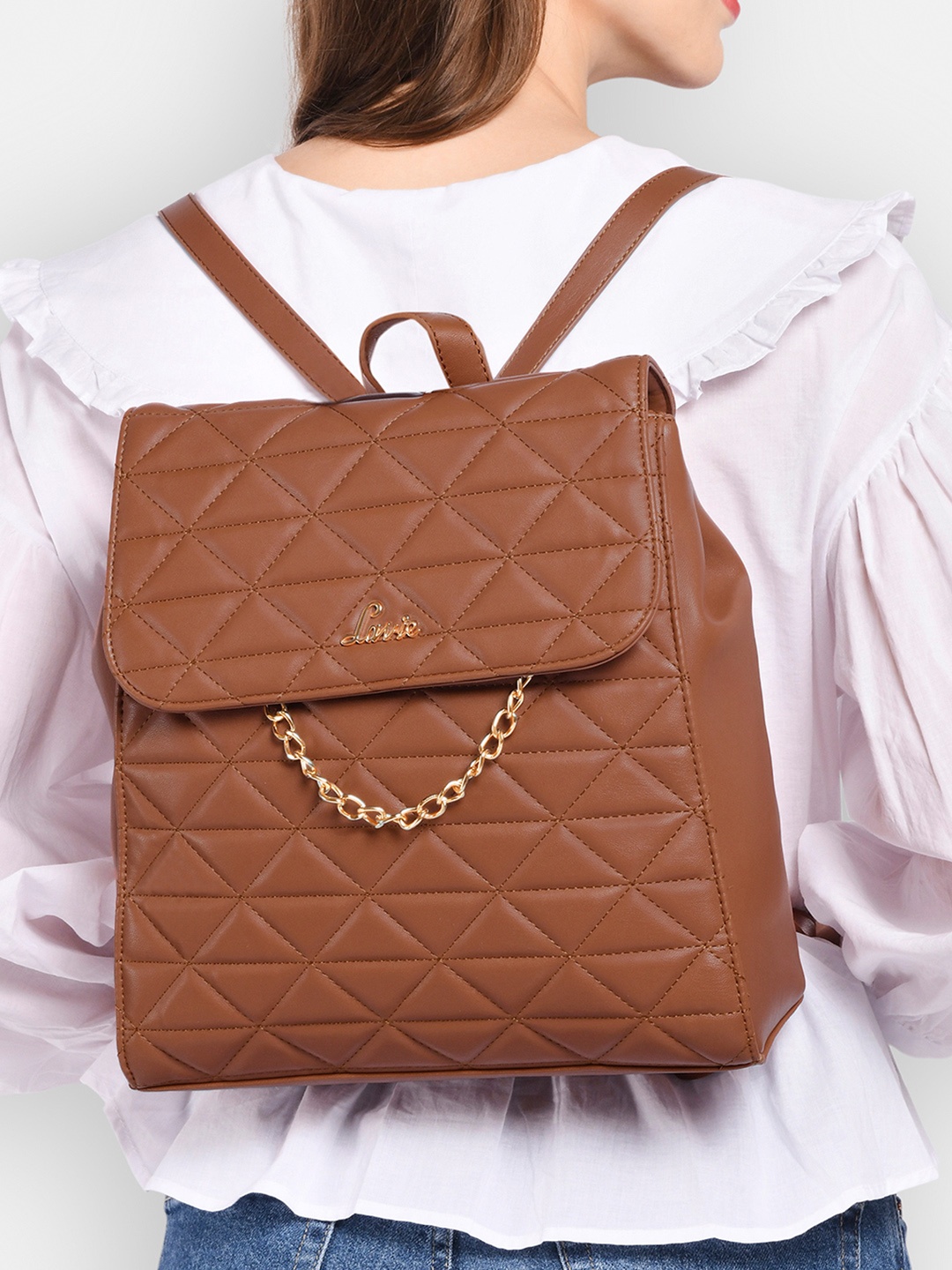 

Lavie Women Geometric Textured Ergonomic Padded Backpack, Tan