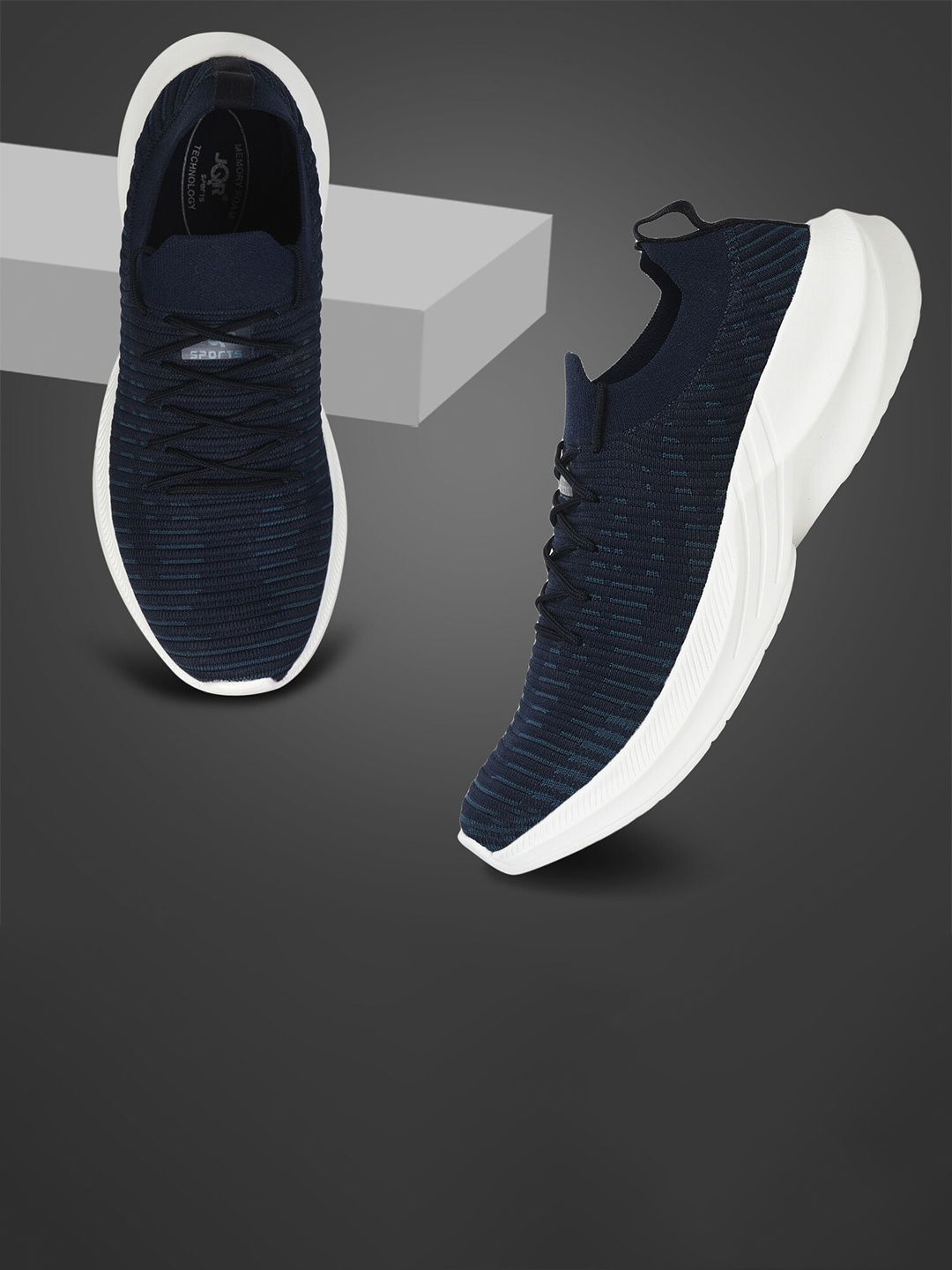 

JQR Men RRR-005 Navy Blue Mesh Running Non-Marking Shoes