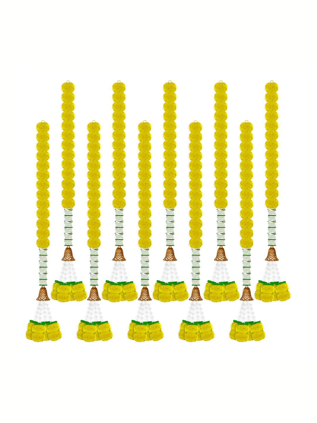 

iHandikart Yellow & White 10-Pcs Hanging Marigold Artificial Flower