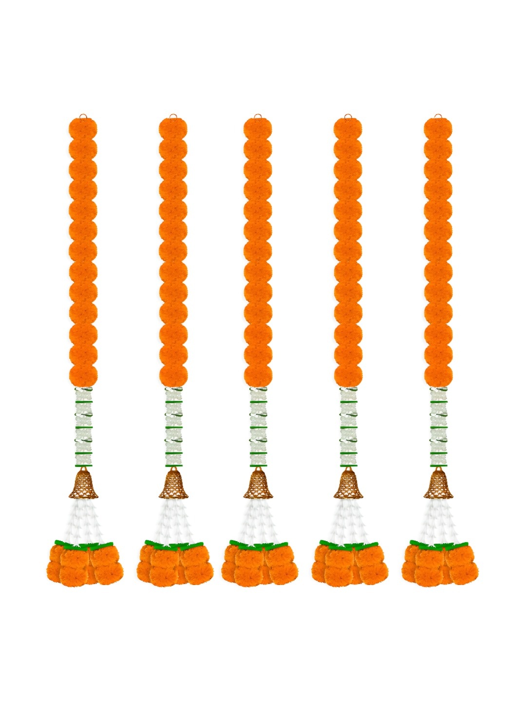 

iHandikart Orange & Green 5-Pcs Hanging Marigold Artificial Flower