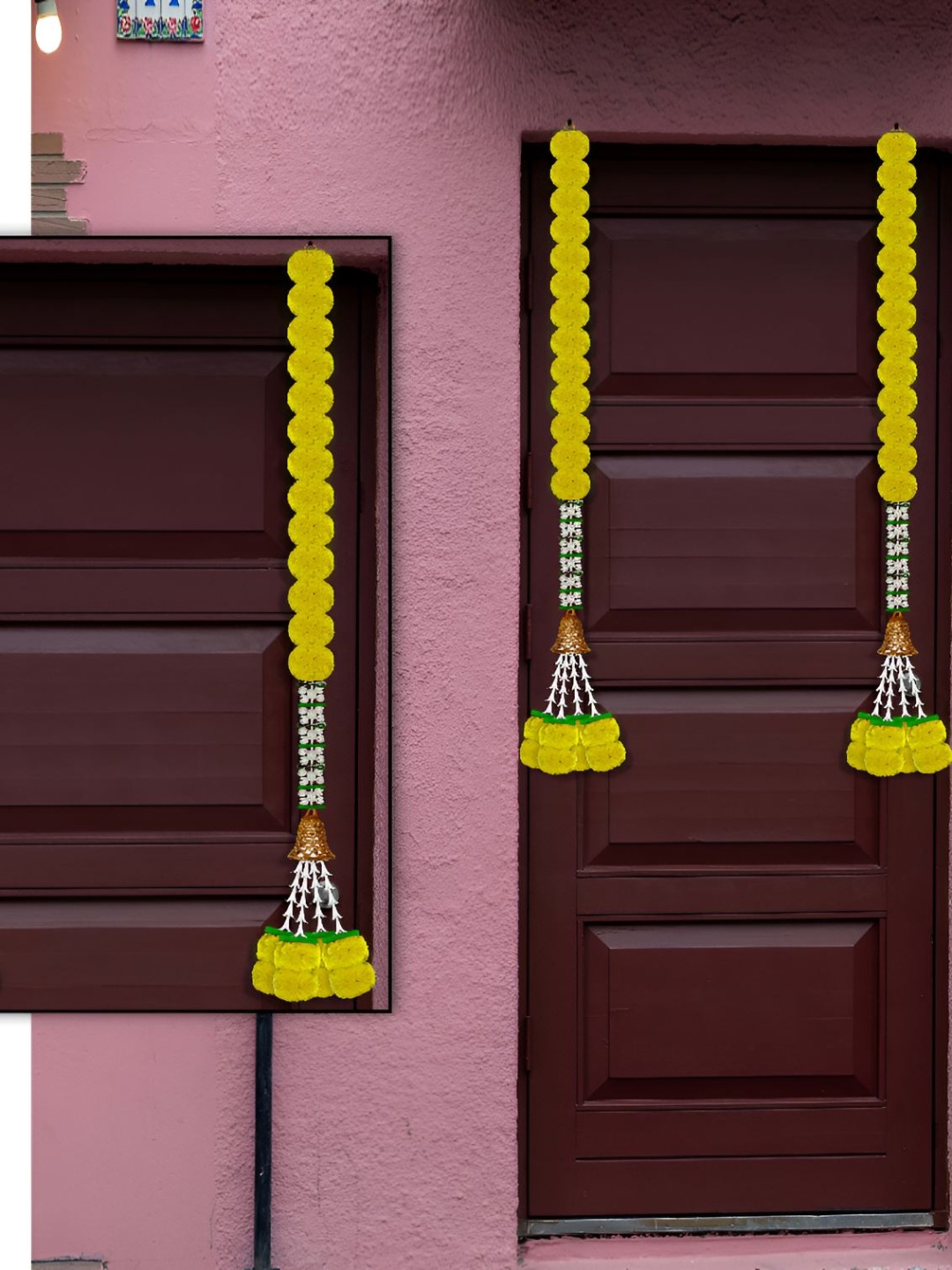 

iHandikart Yellow 5 Pieces Hanging Marigold Artificial Flower