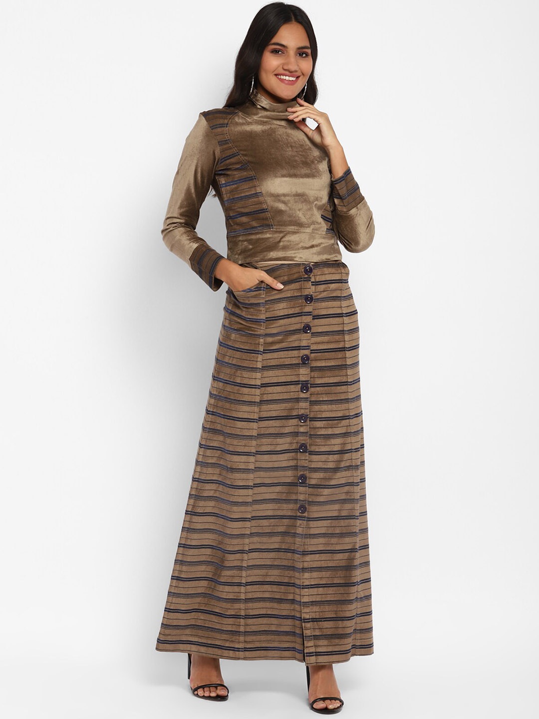 

STADO Striped Top With Skirts Co-Ords, Brown