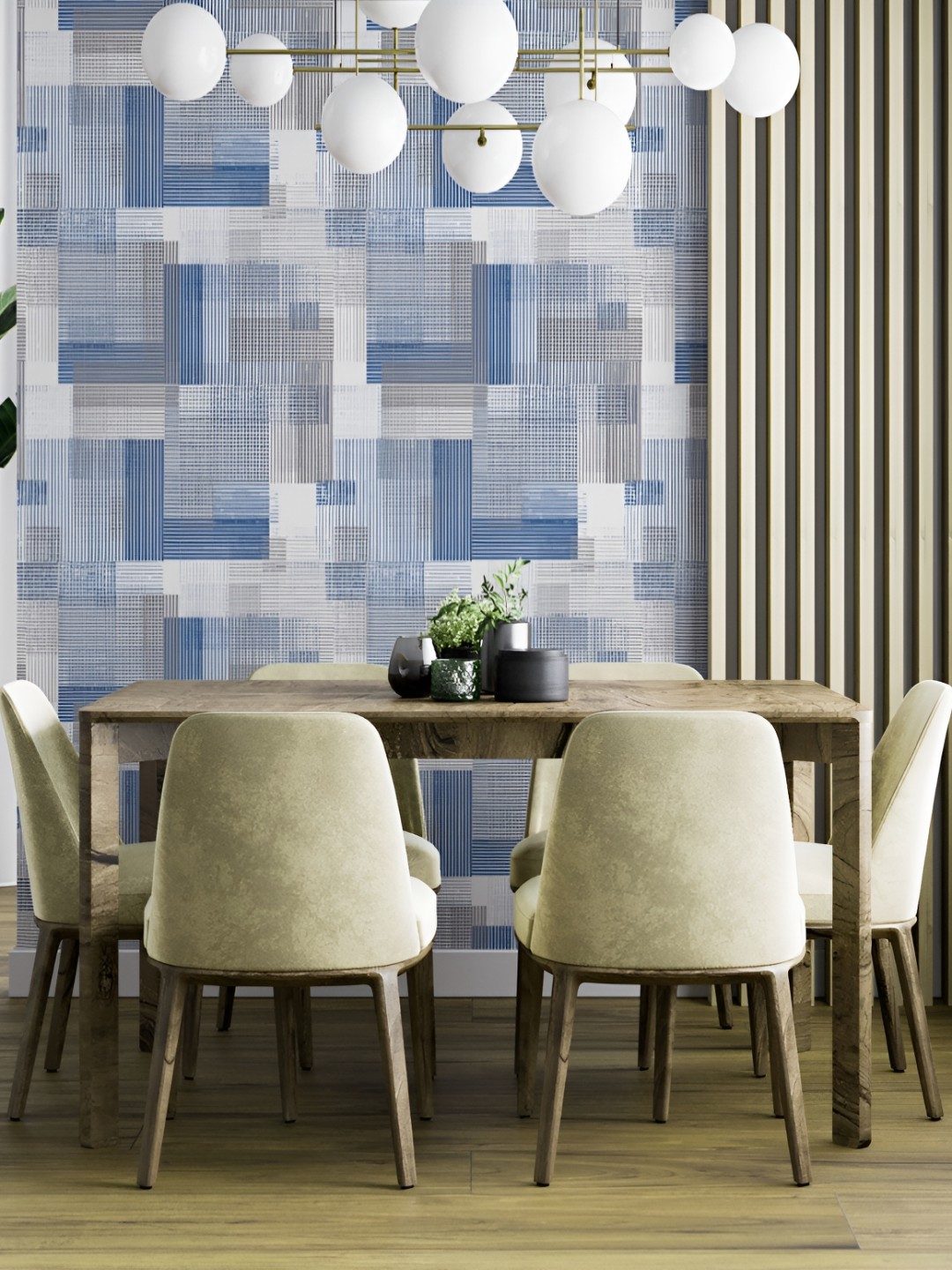 

DWELLSINDIA White & Blue Abstract Self Adhesive Wall Grain Textured Wallpaper