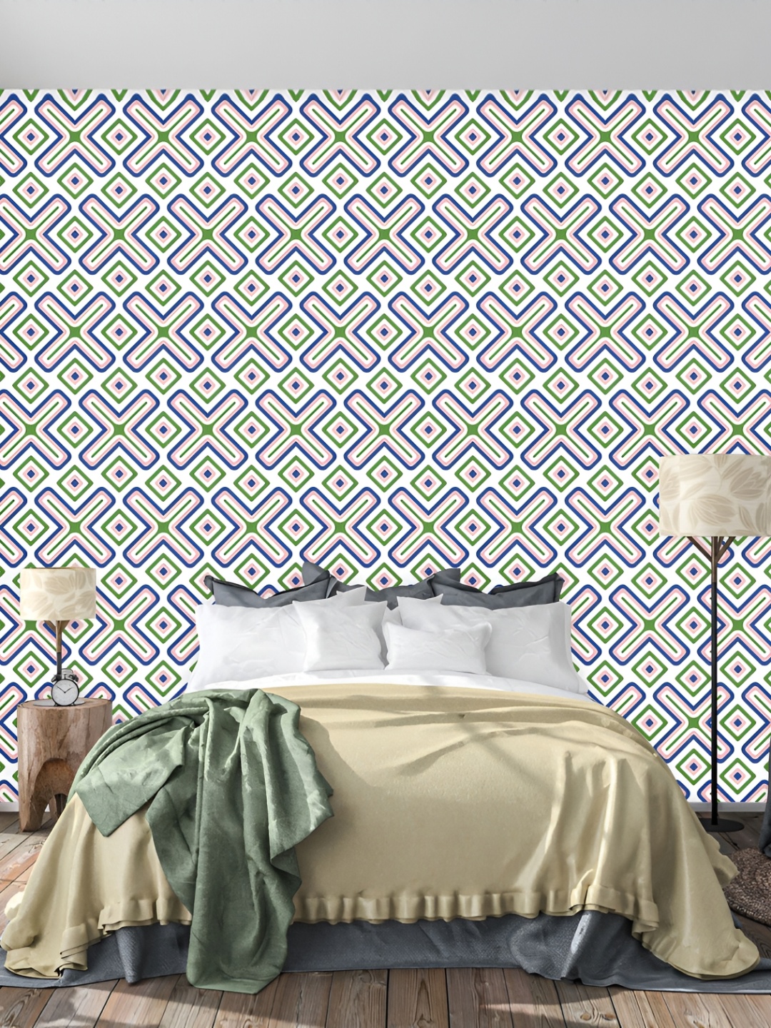 

DWELLSINDIA Blue & Pink Four Star Self Adhesive Wall Grain Textured Wallpaper
