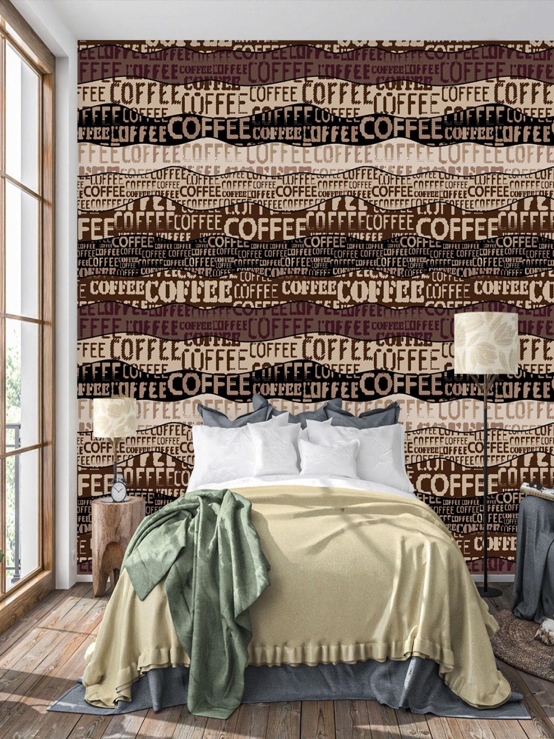 

DWELLSINDIA Brown & Beige Coffee Restaurant Self-Adhesive Wall Grain Textured Wallpaper