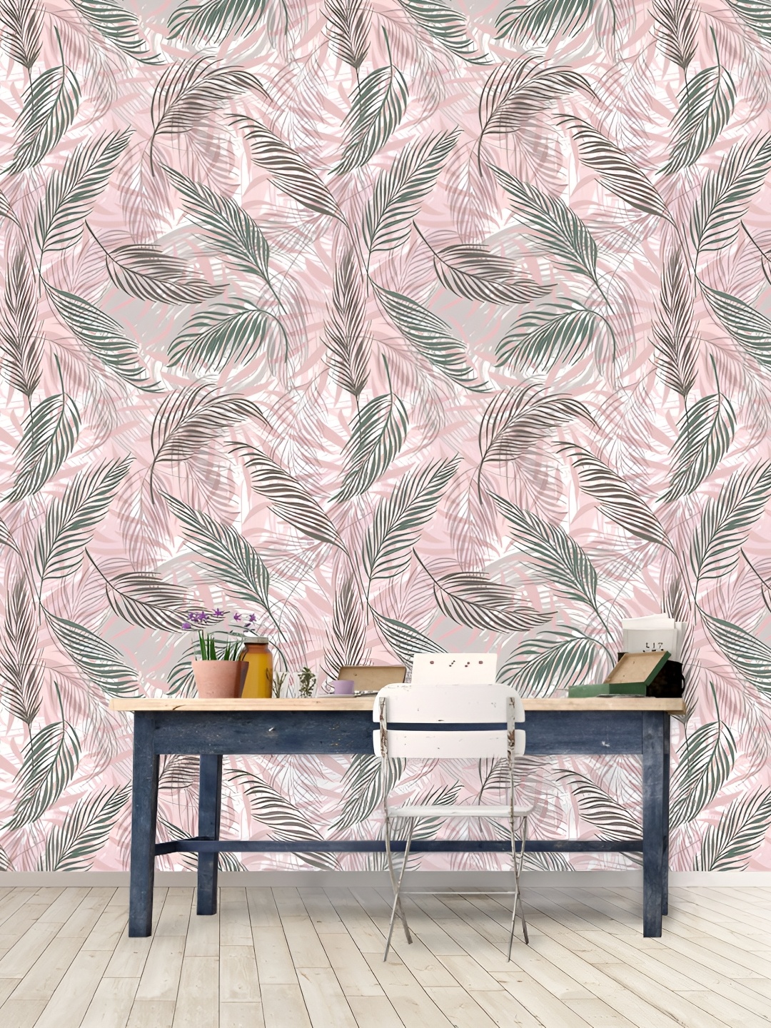

DWELLSINDIA Pink & Grey Floral Self Adhesive Waterproof Removable Grain Textured Wallpaper