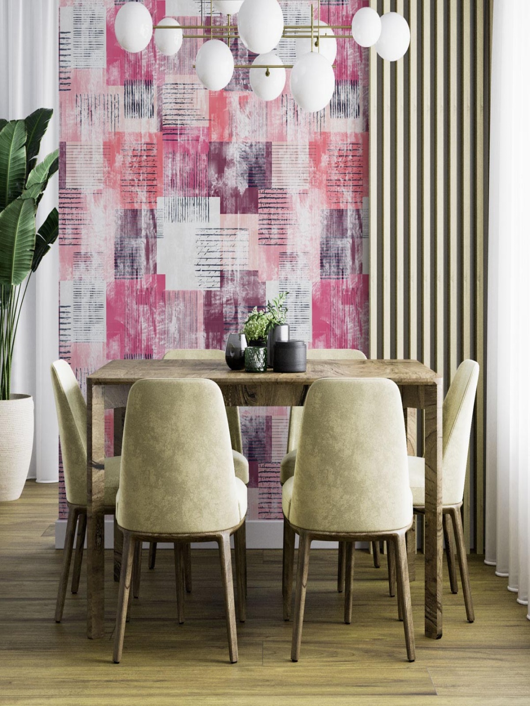 

DWELLSINDIA Pink & Purple Abstract Self Adhesive Waterproof Removable Textured Wallpaper