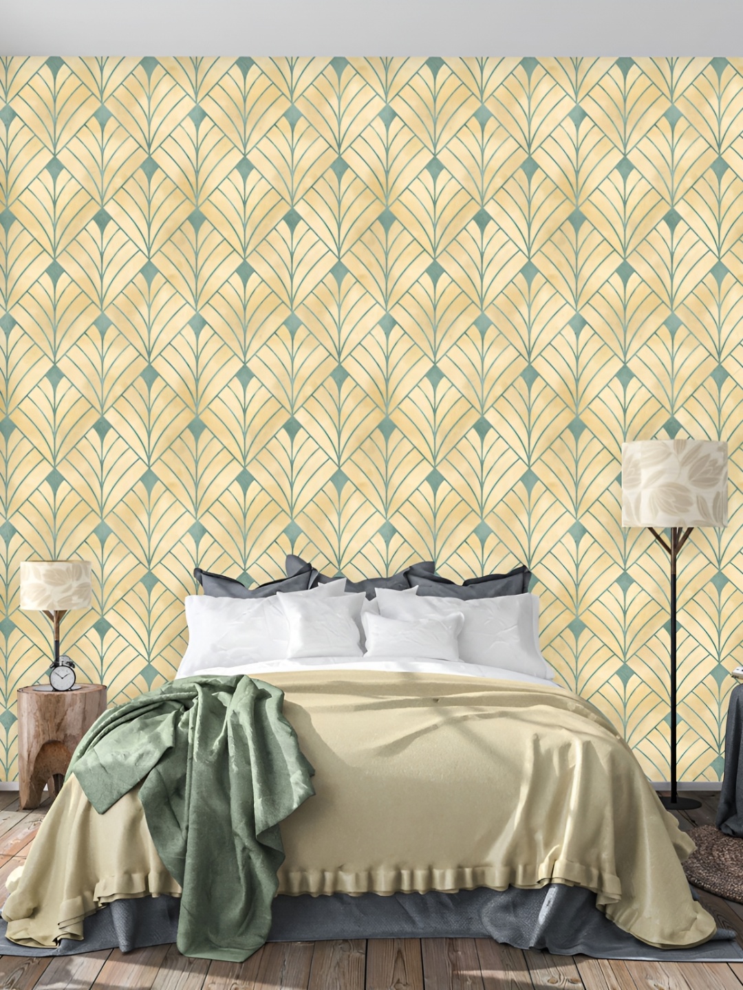 

DWELLSINDIA Yellow & Green Printed Waterproof Wallpaper