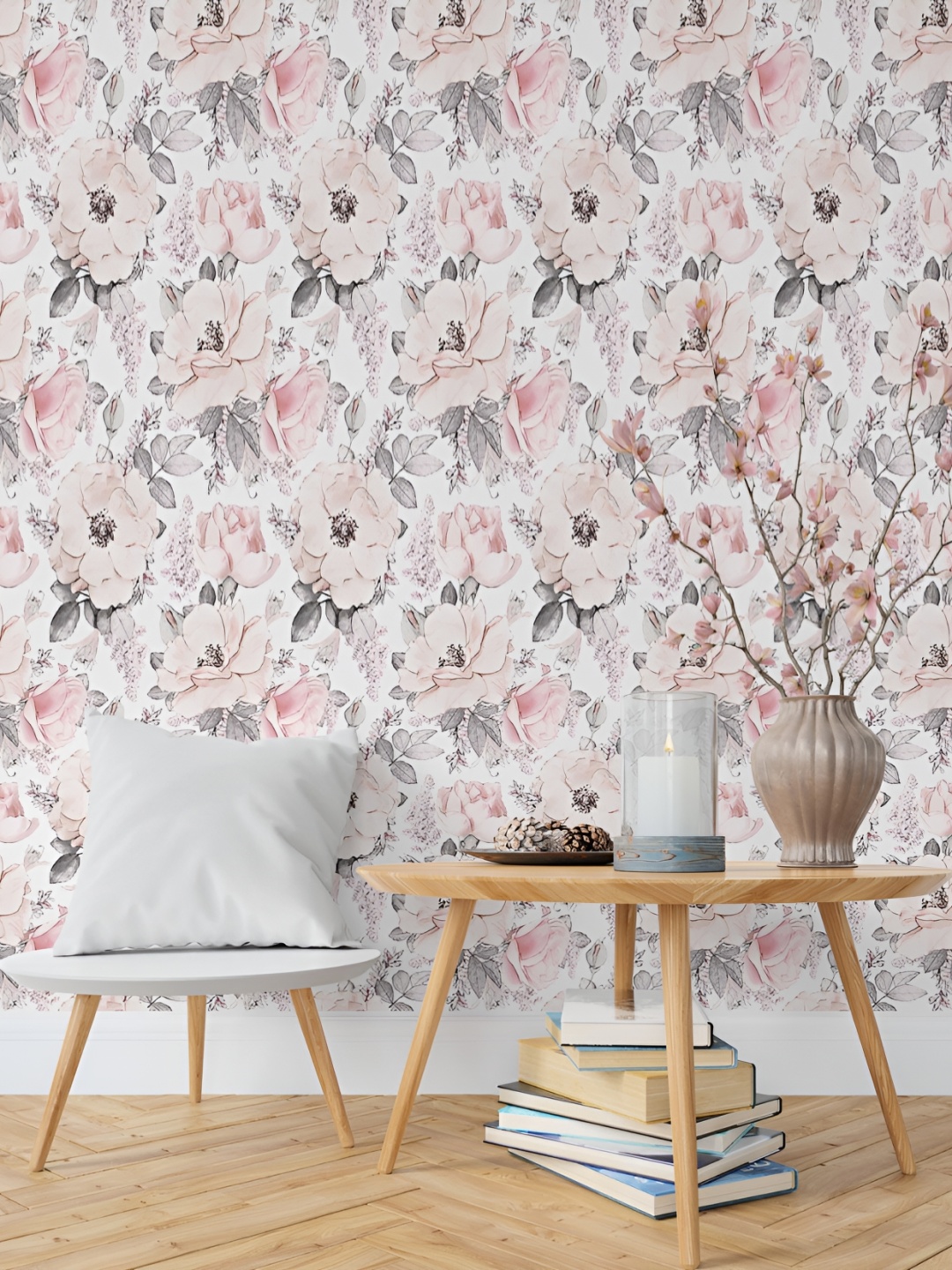 

DWELLSINDIA White & Pink Printed Waterproof Wallpaper