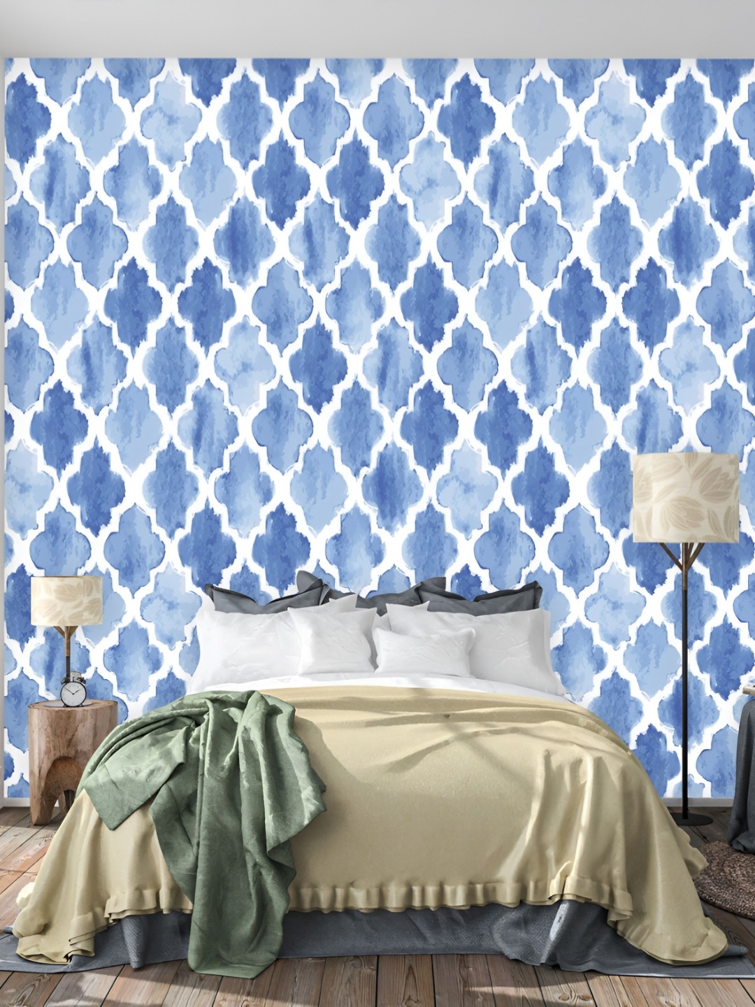 

DWELLSINDIA Blue Printed Waterproof Wallpaper