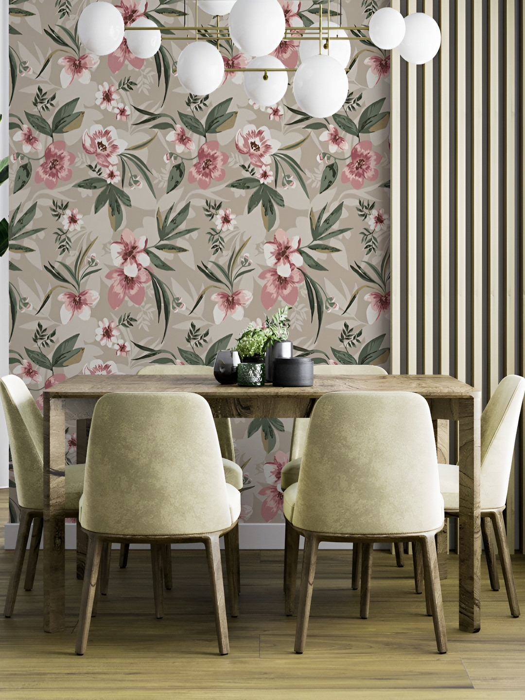 

DWELLSINDIA Beige & Pink Printed Waterproof Wallpaper
