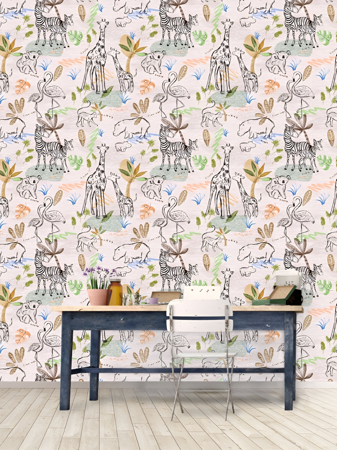 

DWELLSINDIA White & Black Printed Waterproof Wallpaper