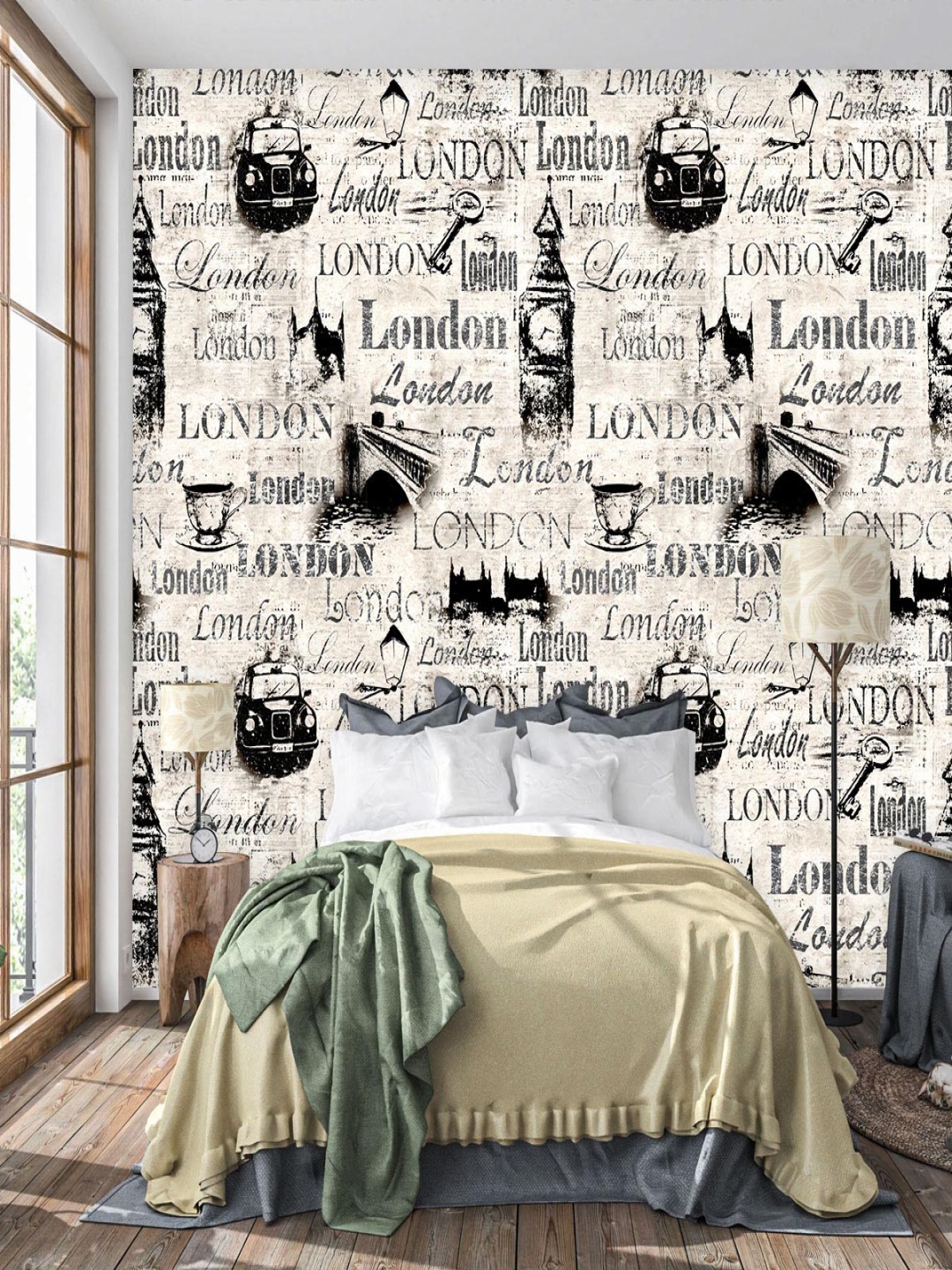 

DWELLSINDIA White & Grey Printed Waterproof Wallpaper