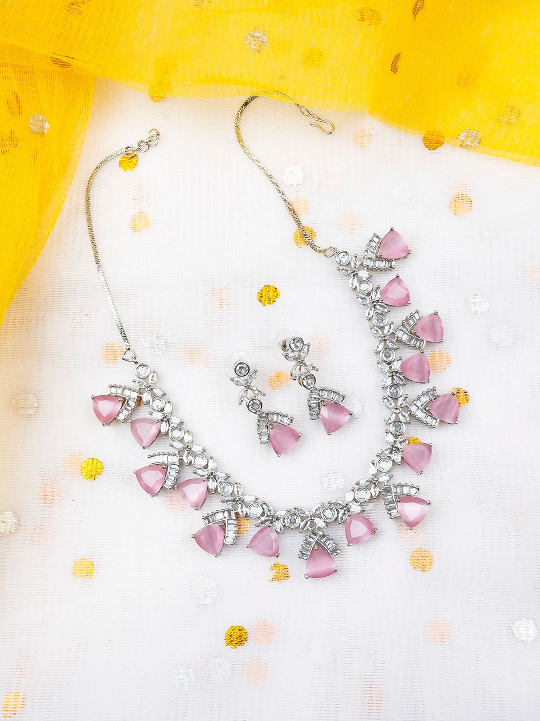 

StileAdda Silver-Plated Cubic Zirconia Studded Jewellery Set