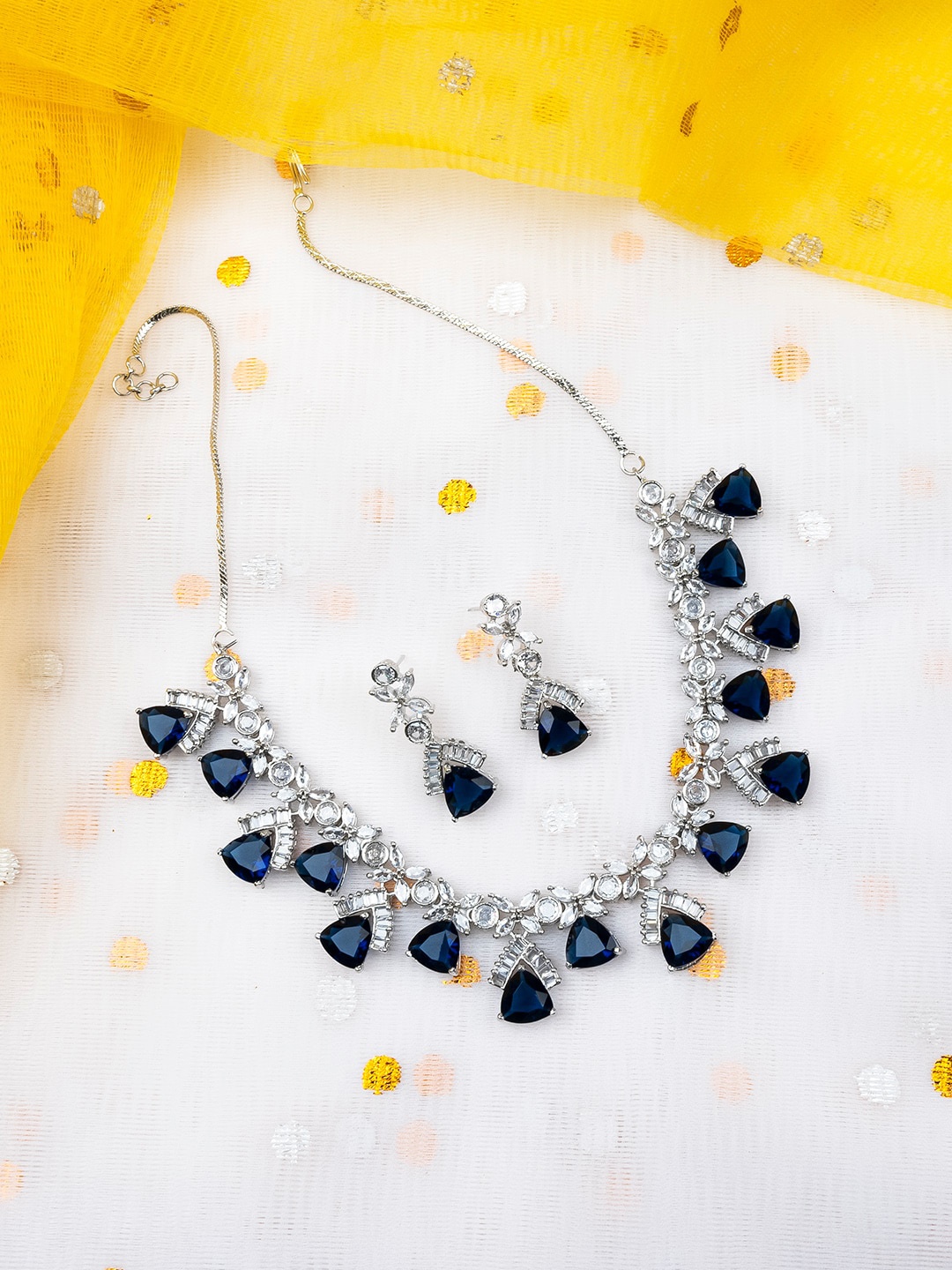 StileAdda Silver Plated Cubic Zirconia Jewellery Set