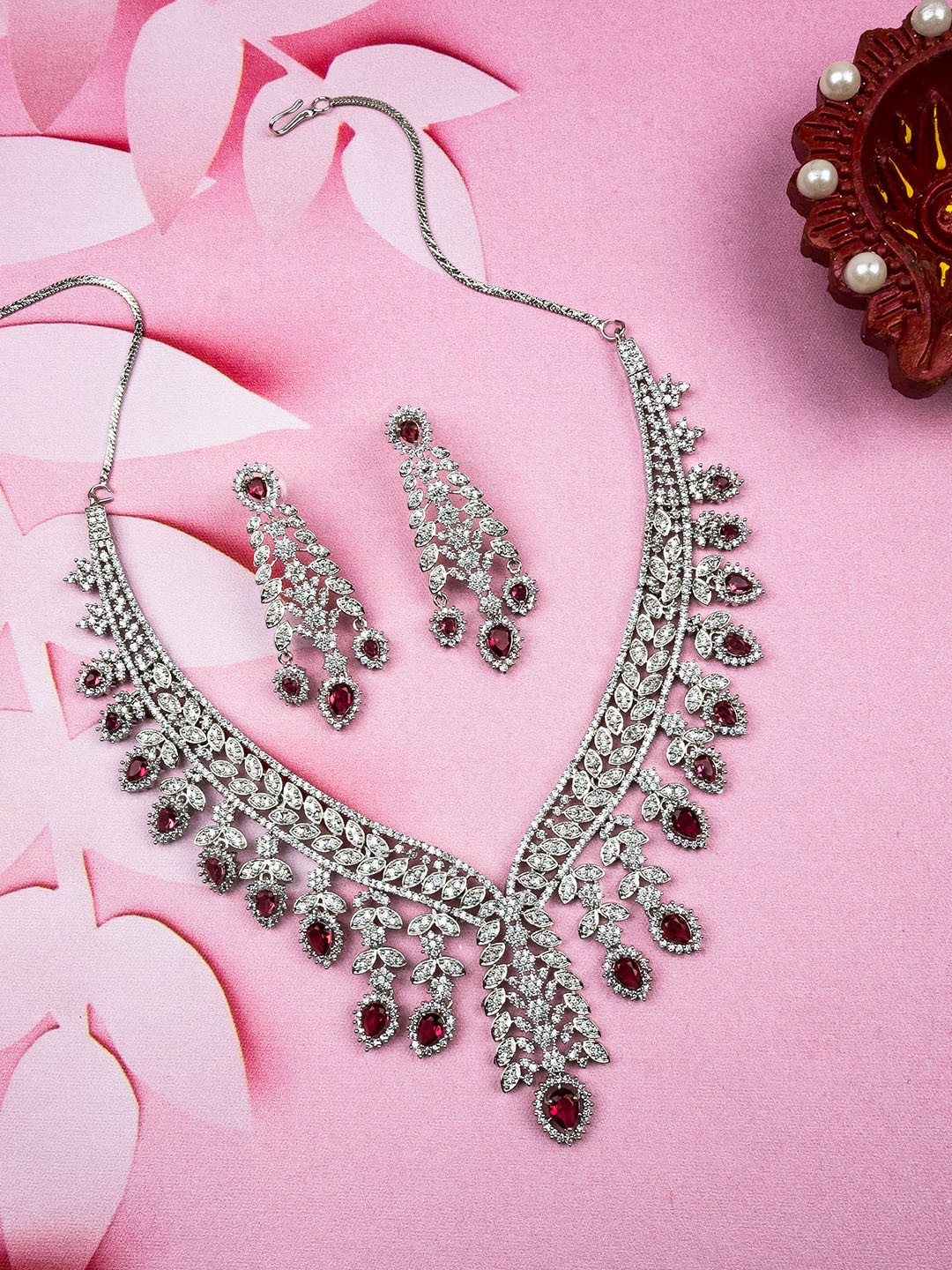 

StileAdda Silver Plated Cubic Zirconia Jewellery Set
