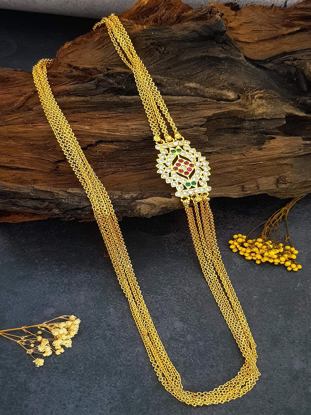 

GRIIHAM Gold Plated Cubic Zirconia Studded 6 Layer Mopu Chain