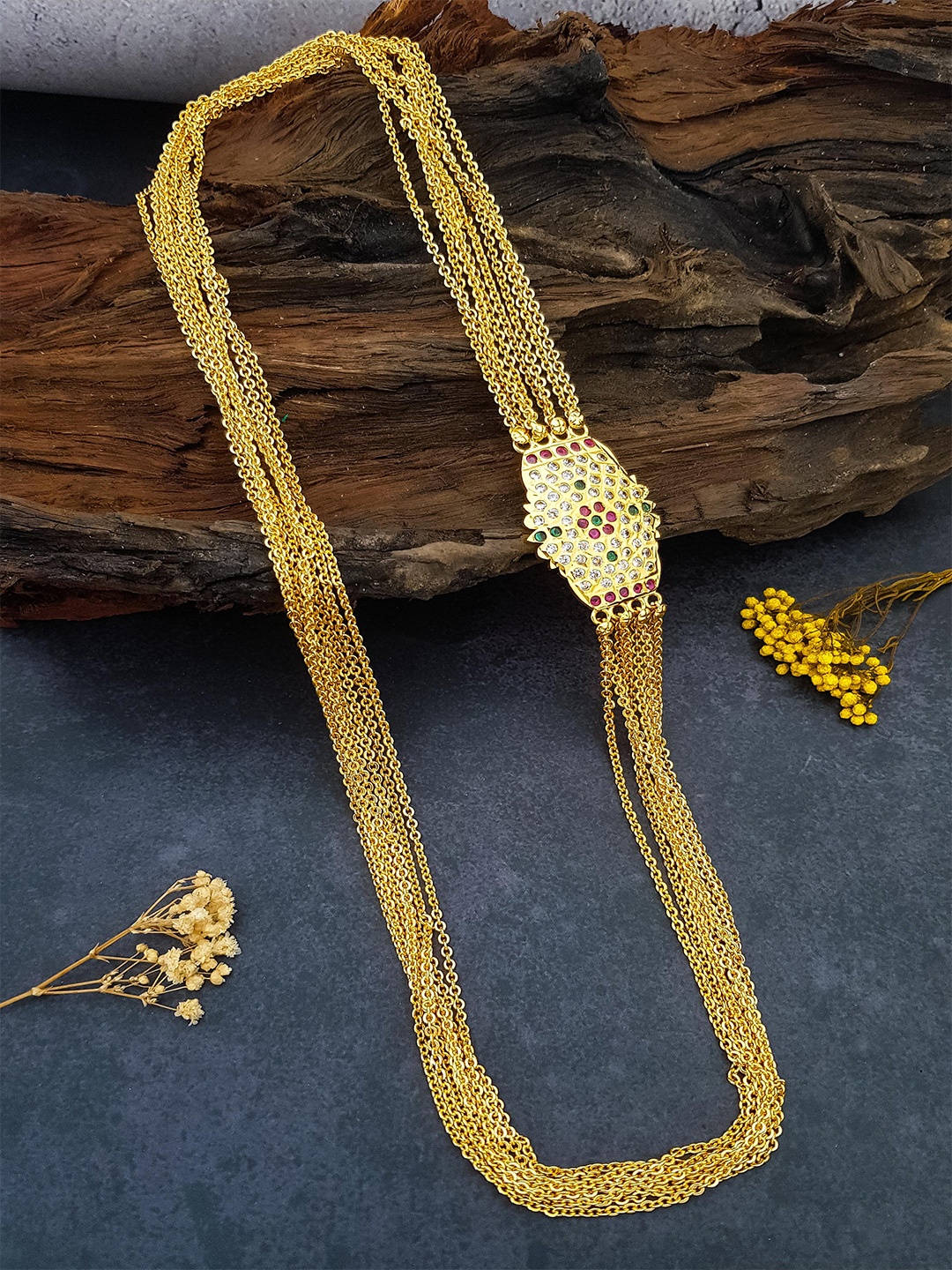 

GRIIHAM Gold Plated Cubic Zirconia Studded Chain