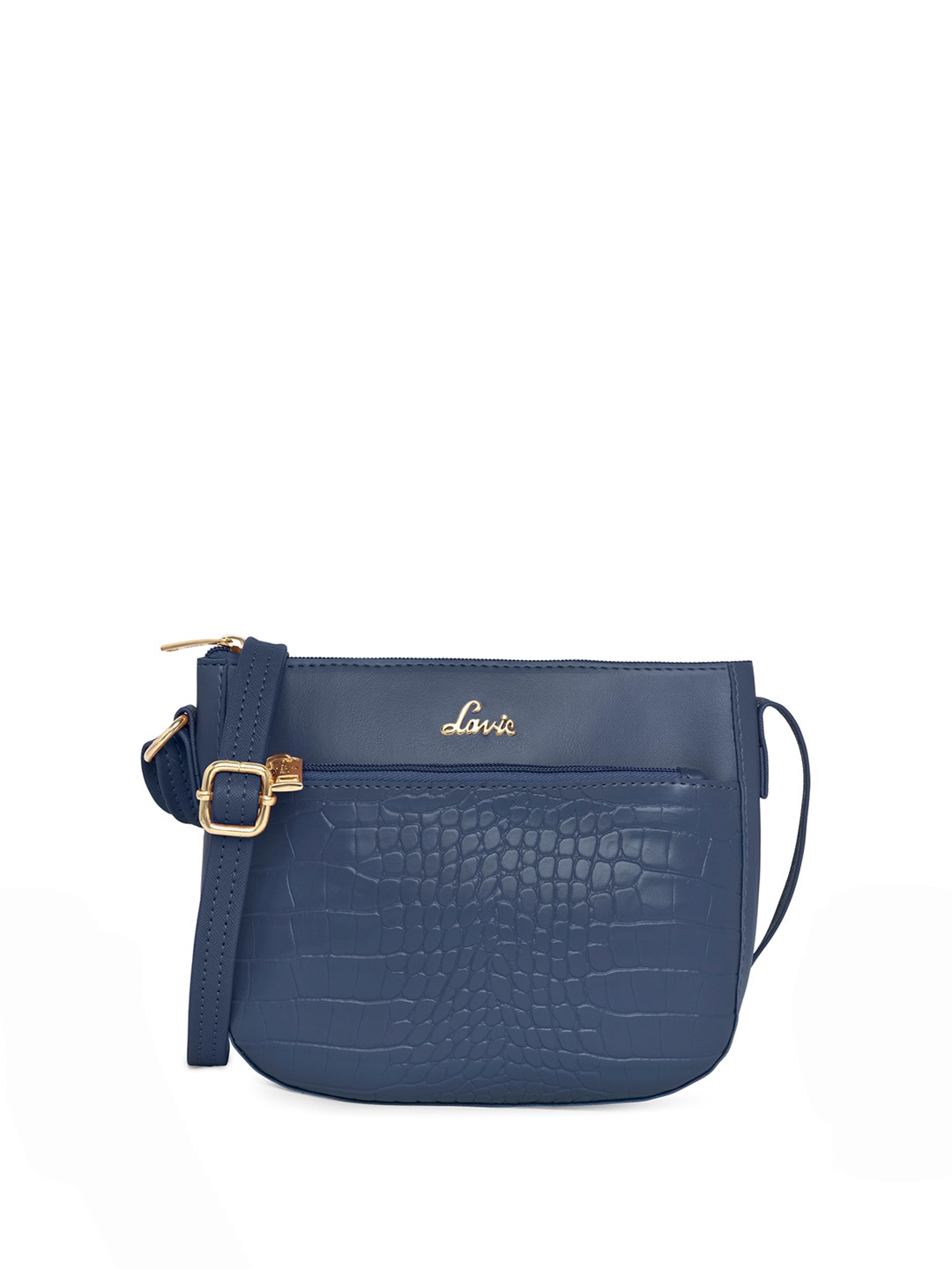 

Lavie Animal Textured Structured Sling Bag, Navy blue