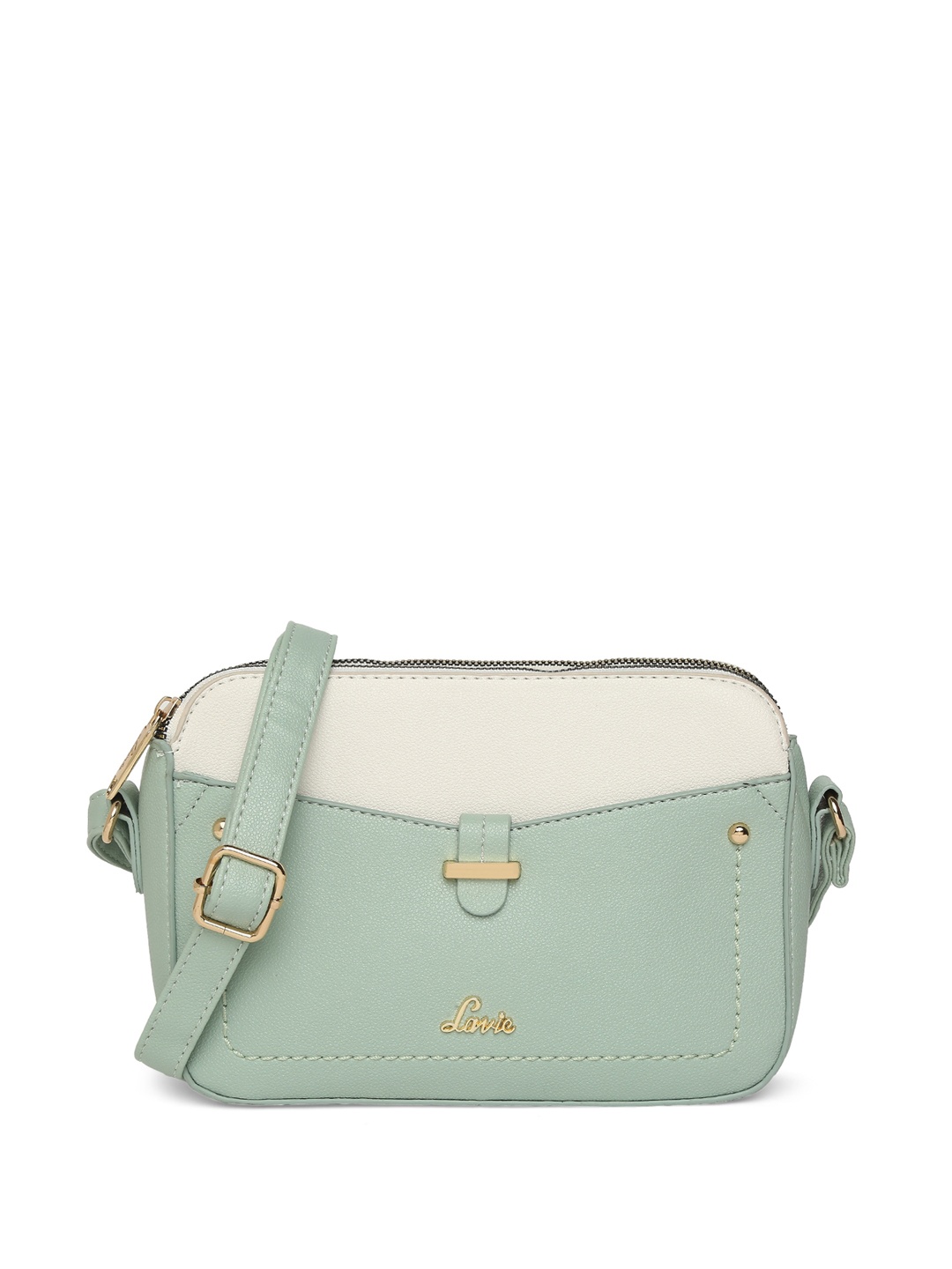 

Lavie Colourblocked Structured Sling Bag, Sea green