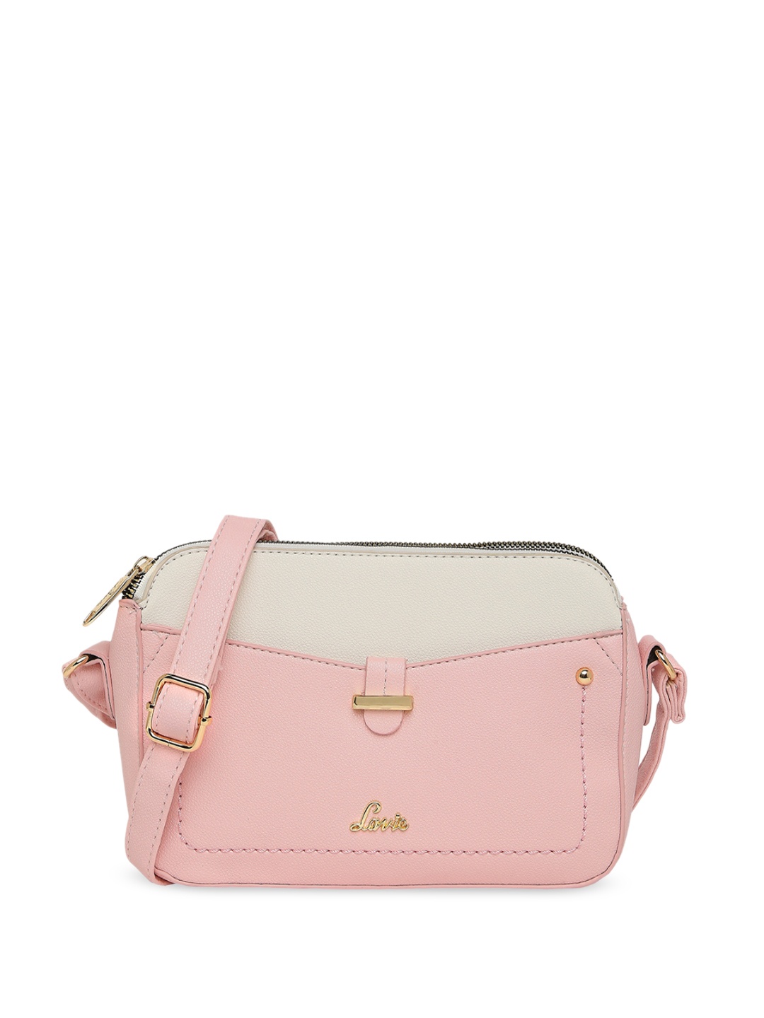 

Lavie Colourblocked Structured Sling Bag, Pink