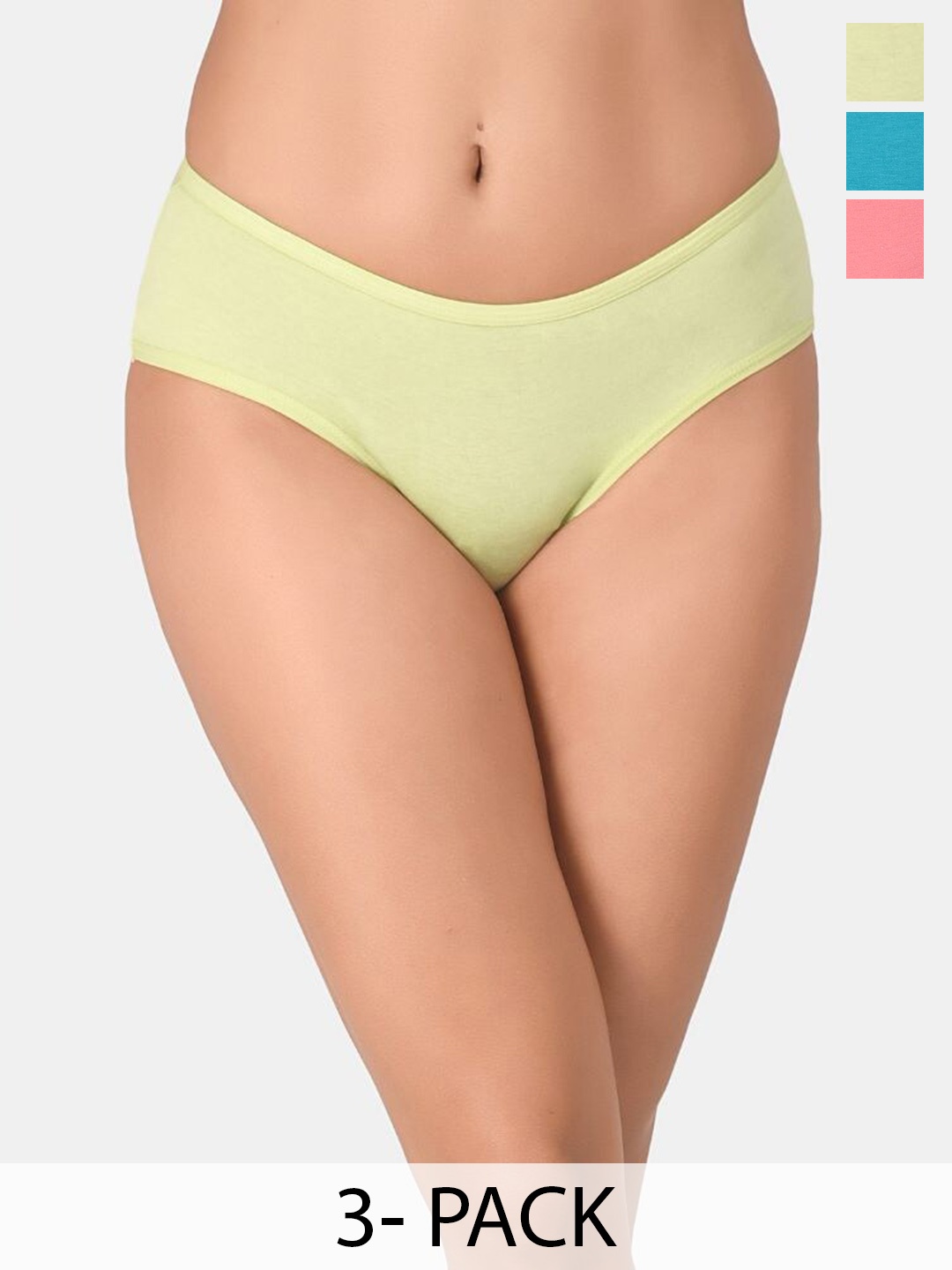 

Innocence Pack Of 3 Mid Rise Hipster Briefs, Lime green