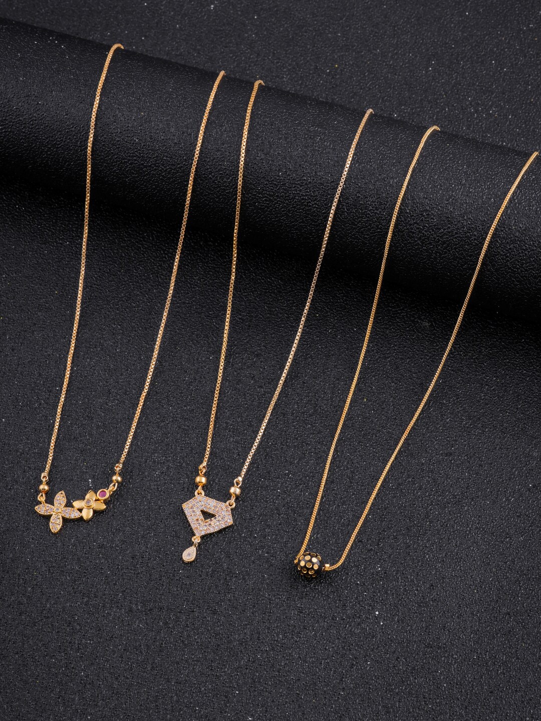 

DressBerry Set Of 3 Gold-Toned Gold-Plated Chain