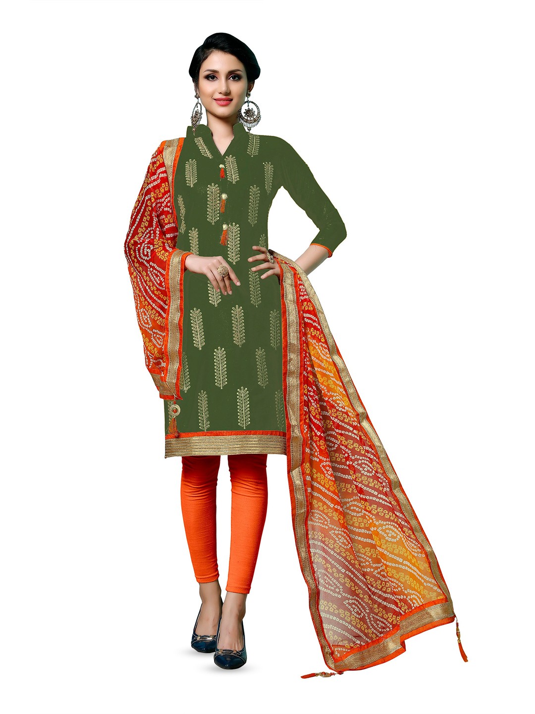 

MANVAA Embroidered Unstitched Dress Material, Green