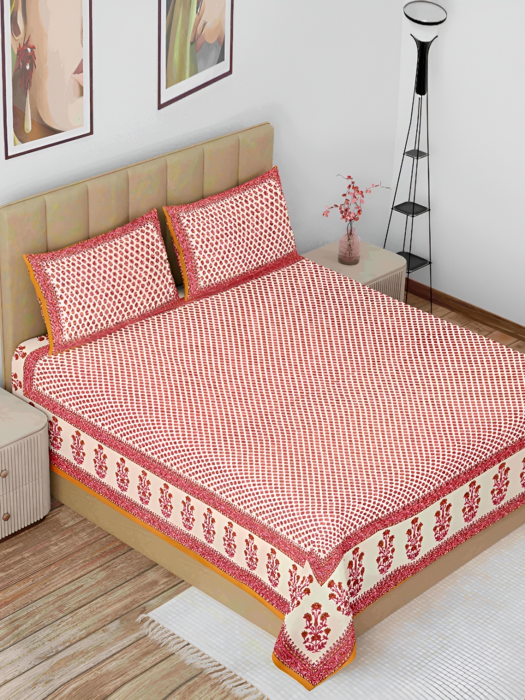 

The Craft Monk White & Yellow Floral 180 TC King Bedsheet with 2 Pillow Covers