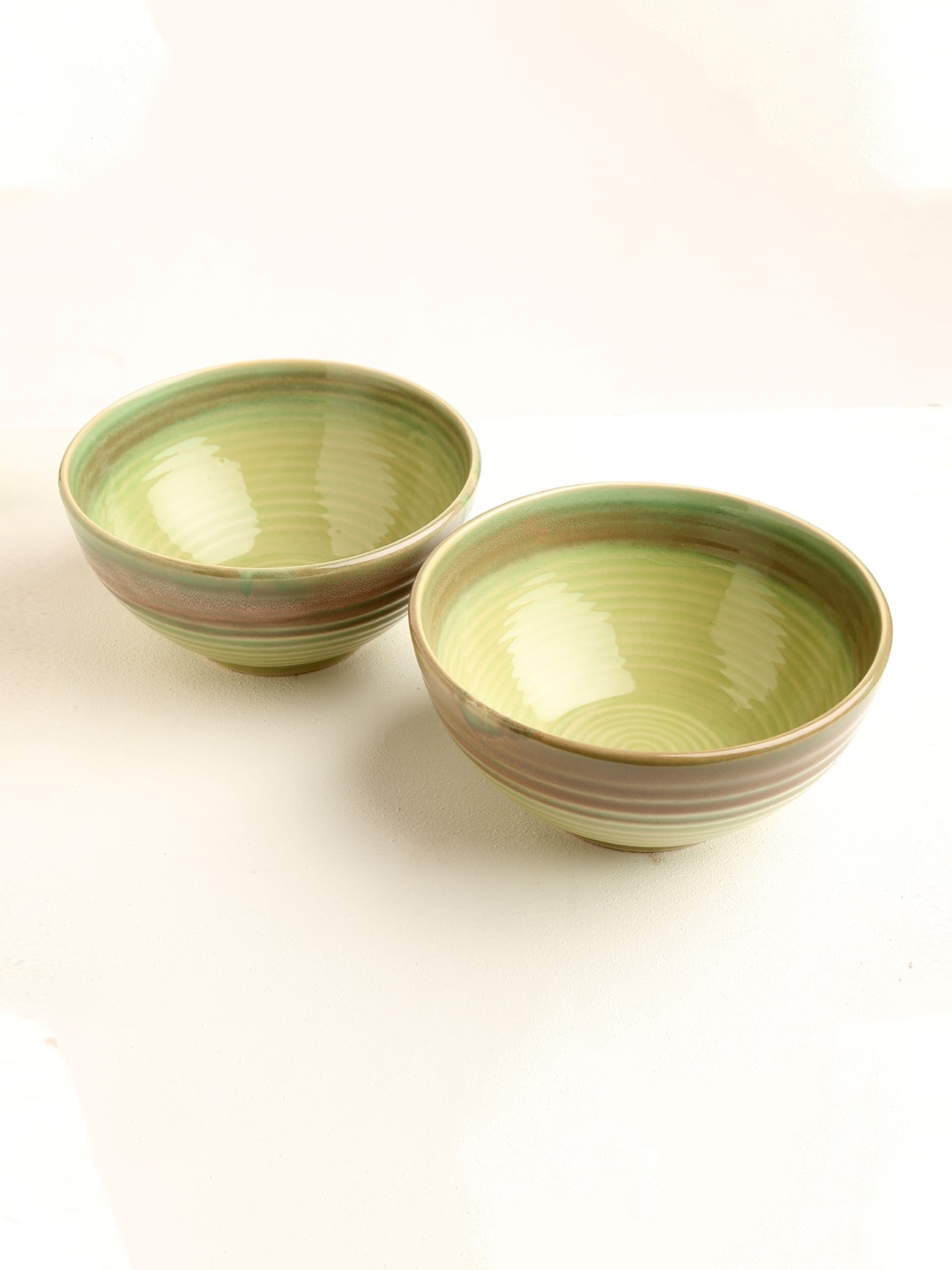 

DESIGN GAATHA Green 2 Pcs Ceramic Serving Bowl