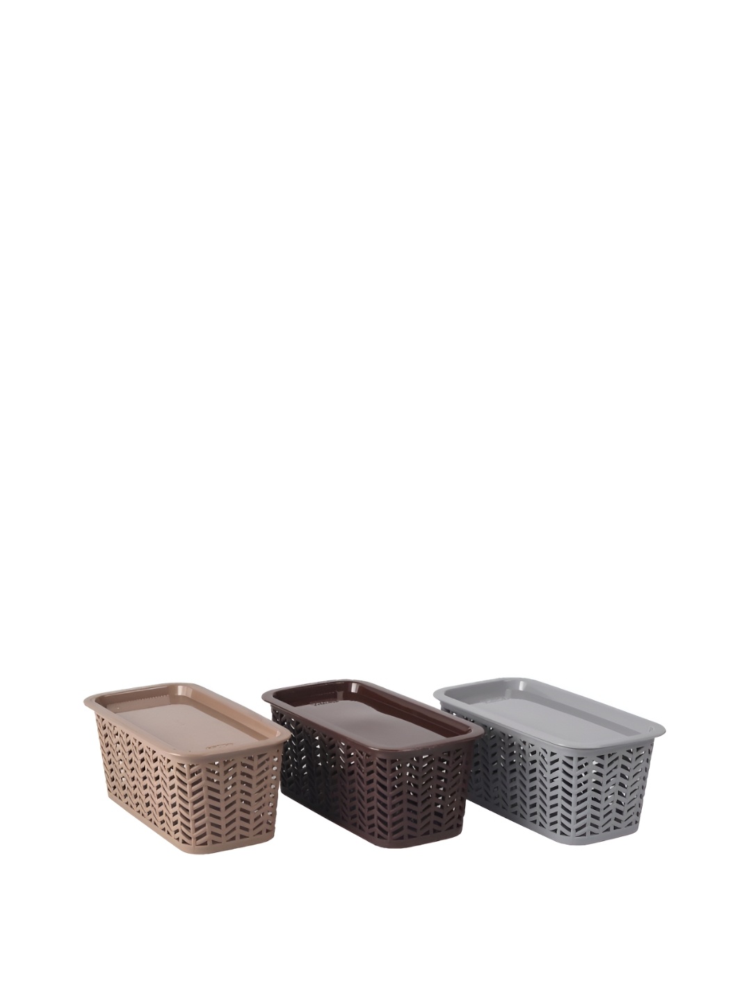 

REGALO Grey & Maroon 3 Pieces Knitted Plastic Fruit and Vegetable Basket