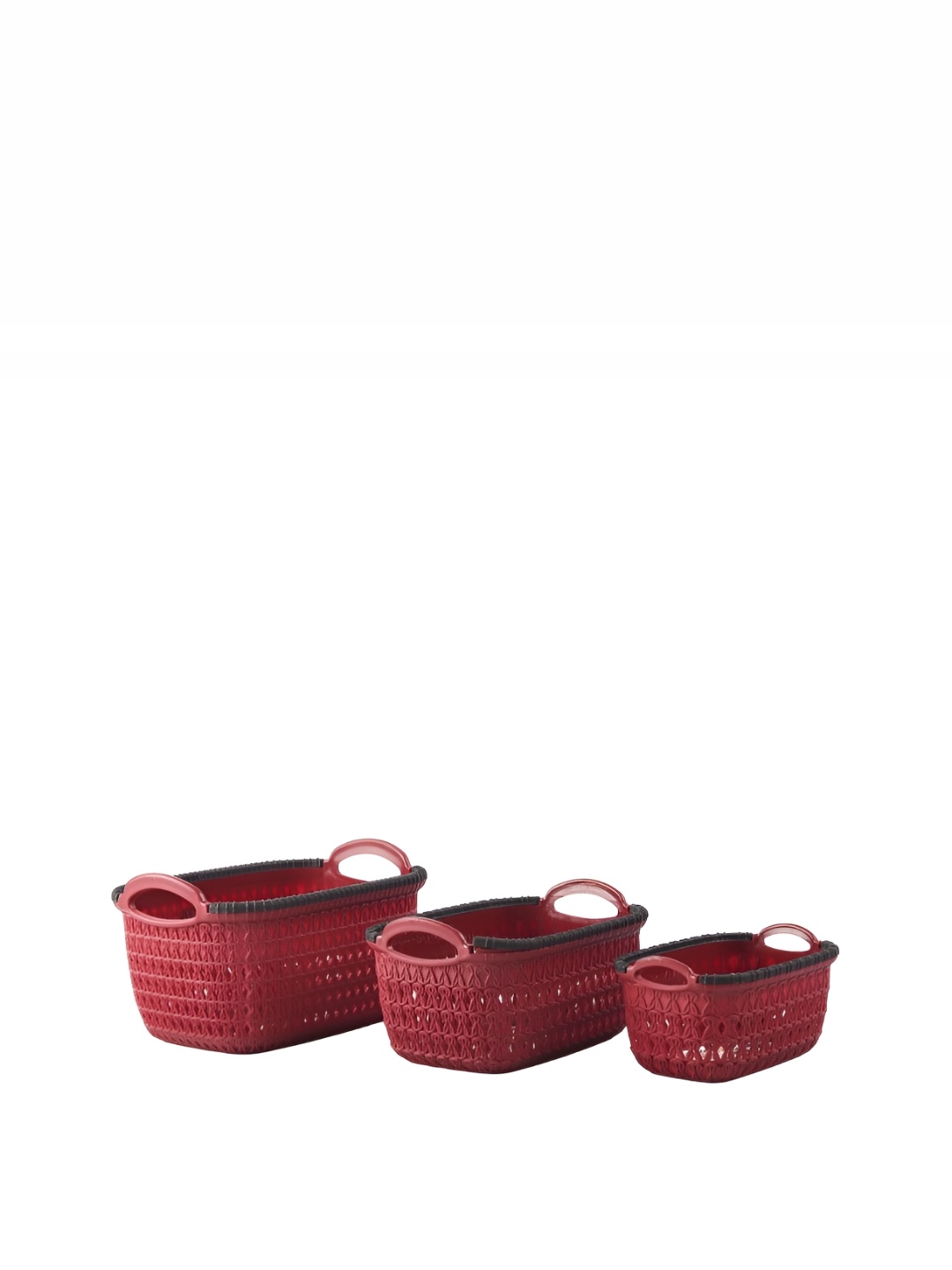 

REGALO Maroon 3 Pieces Knitted Plastic Fruit and Vegetable Basket