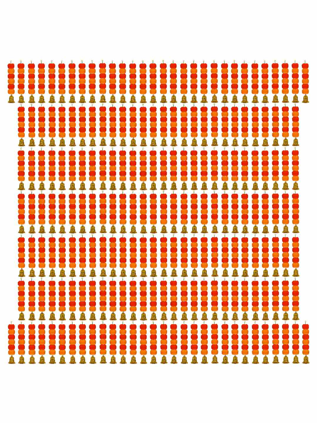 

iHandikart Orange Coloured 200 Pieces Hanging Marigold Artificial Flower With Bell