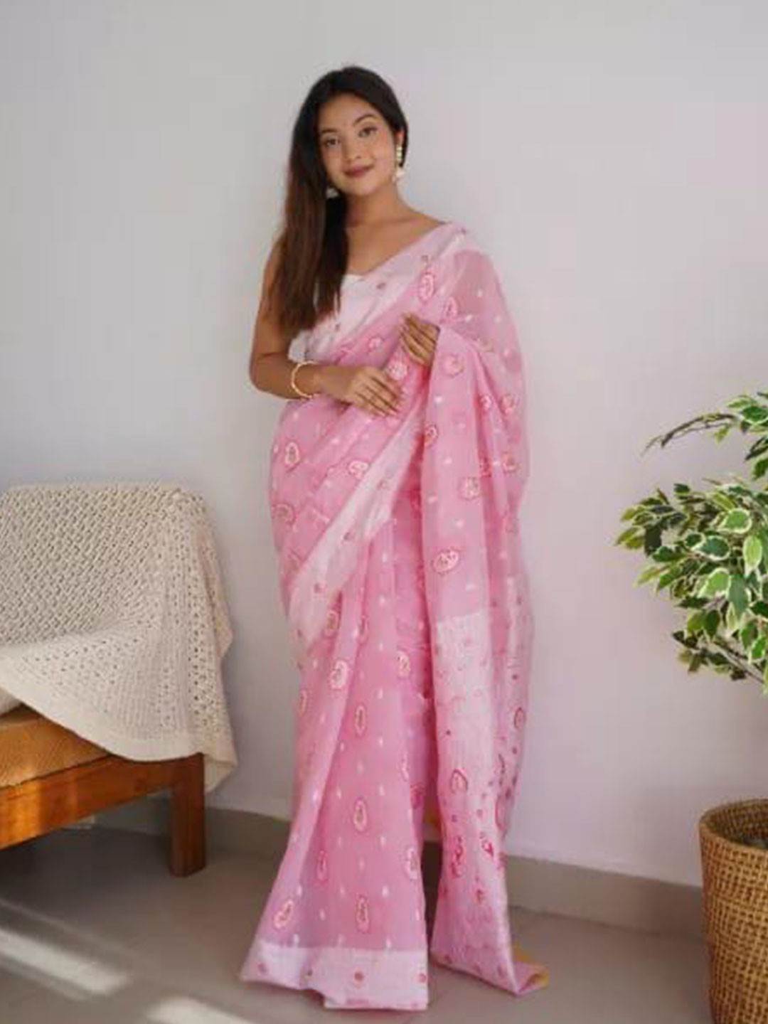 

Visit Wear Ethnic Motifs Woven Design Art Silk Banarasi Saree, Pink