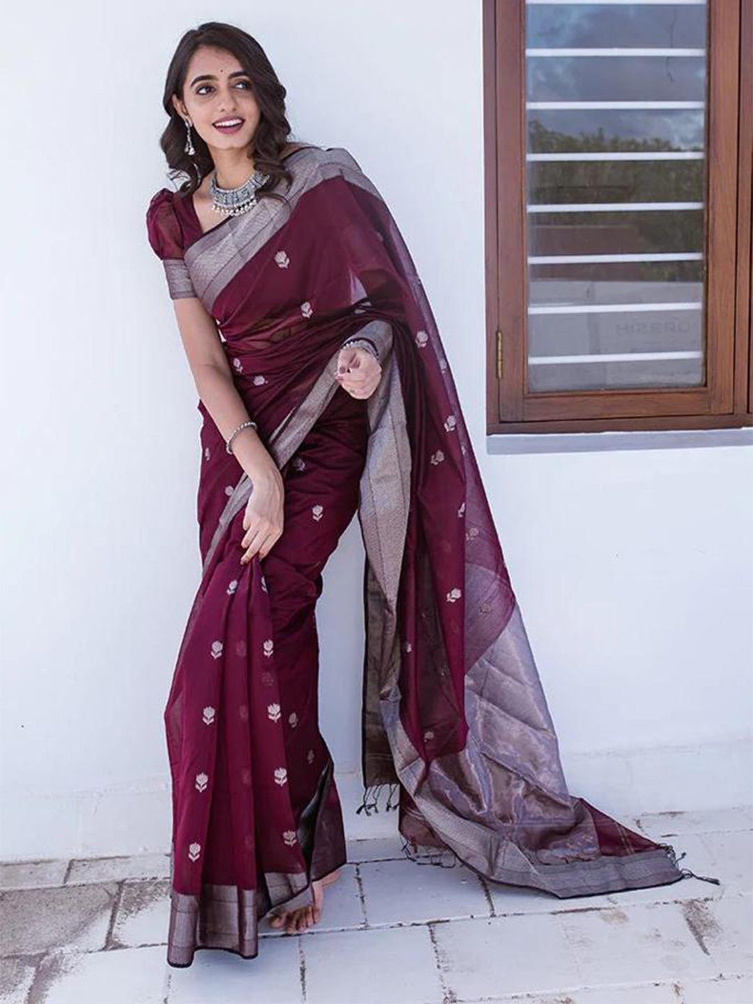 

Visit Wear Ethnic Motifs Woven Design Zari Kanjeevaram Saree, Magenta