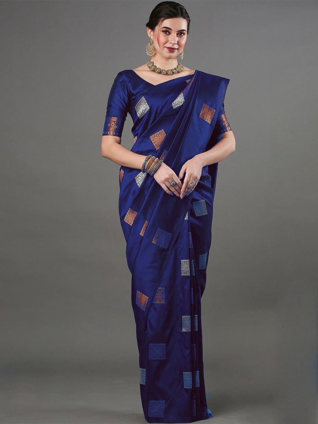 

Visit Wear Ethnic Motifs Woven Design Banarasi Saree, Blue