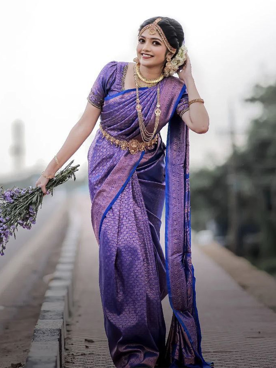 

Visit Wear Ethnic Motifs Woven Design Zari Banarasi Saree, Purple