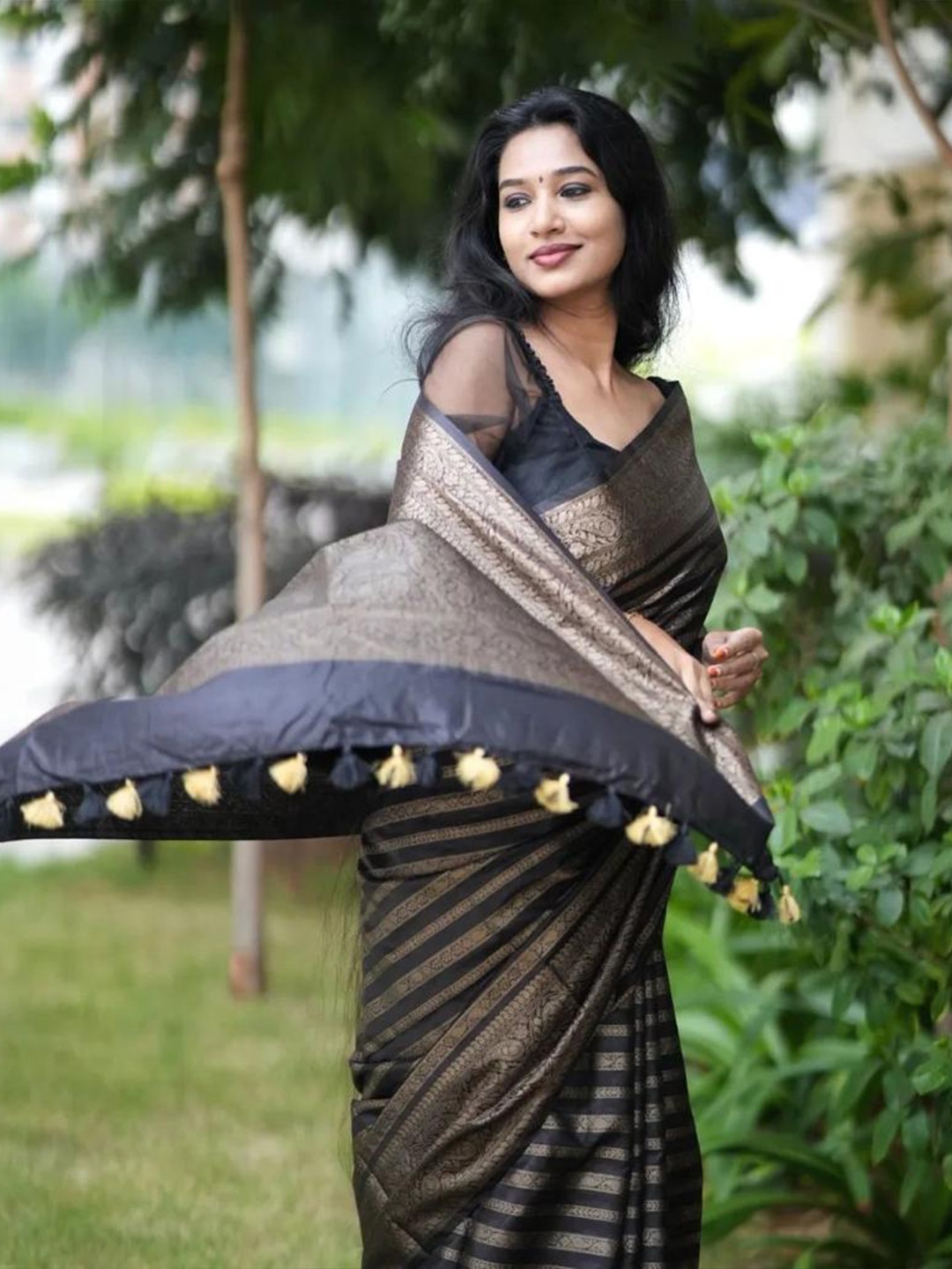 

Visit Wear Art Silk Kanjeevaram Saree, Black