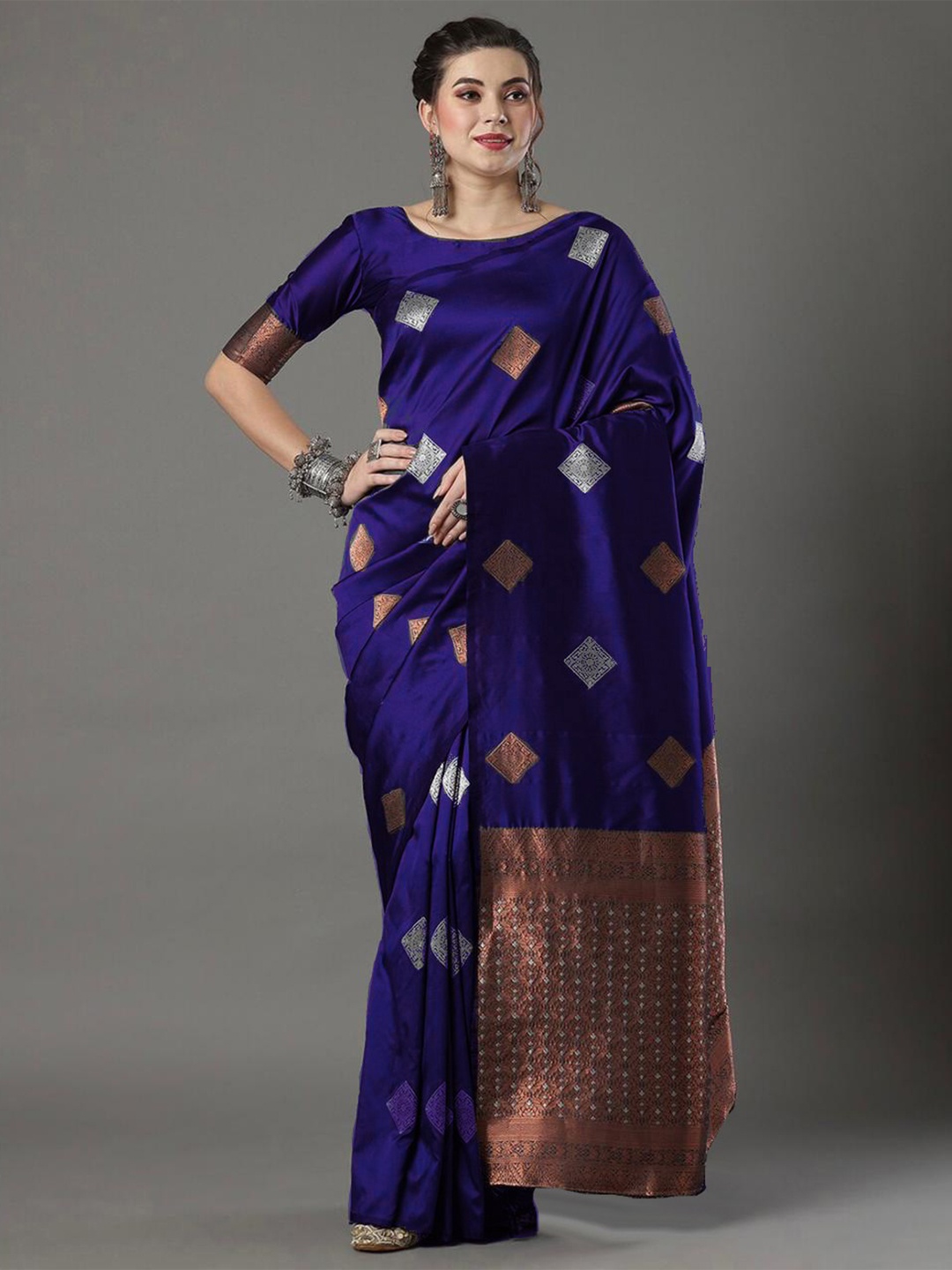 

Visit Wear Ethnic Motifs Art Silk Kanjeevaram Saree, Blue
