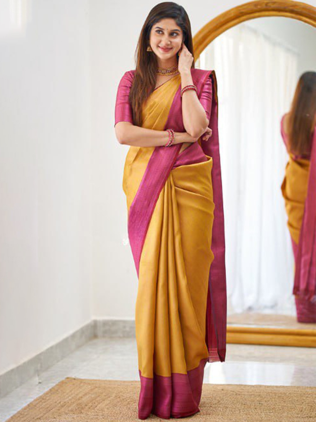 

Visit Wear Woven Design Saree, Yellow