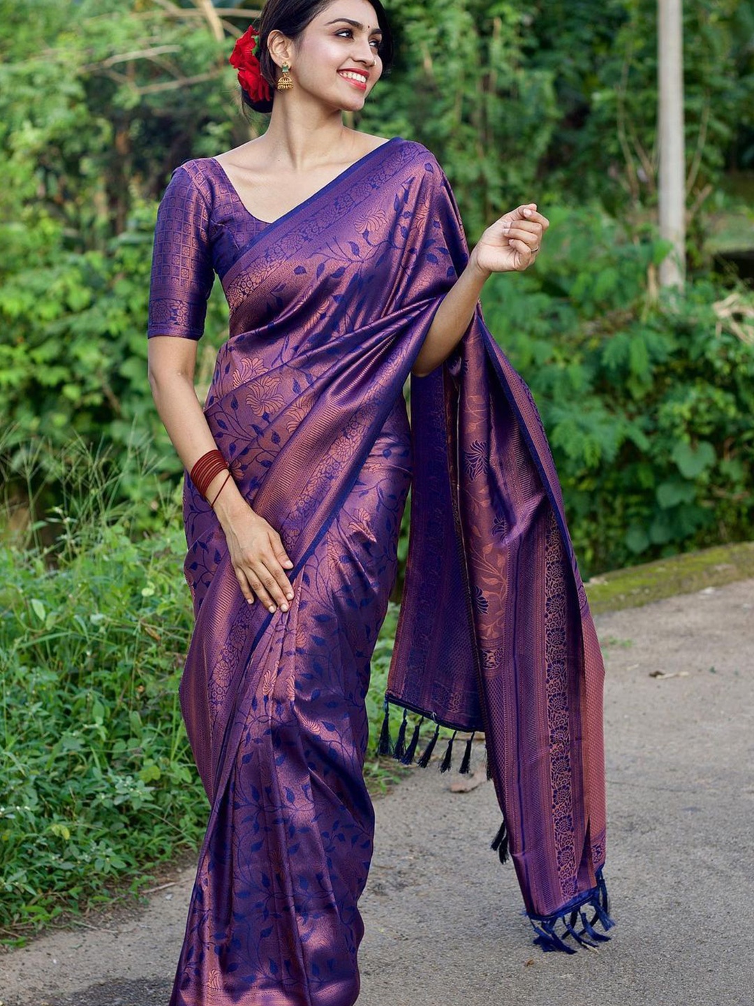 

Visit Wear Kanjeevaram Art Silk Saree, Purple