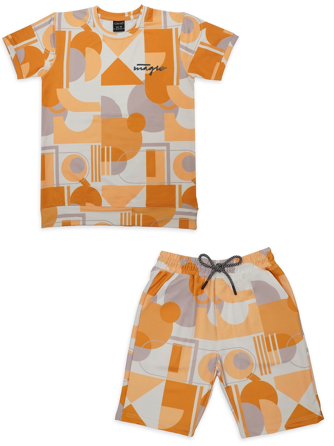 

CAVIO Boys Printed T-shirt with Shorts, Brown
