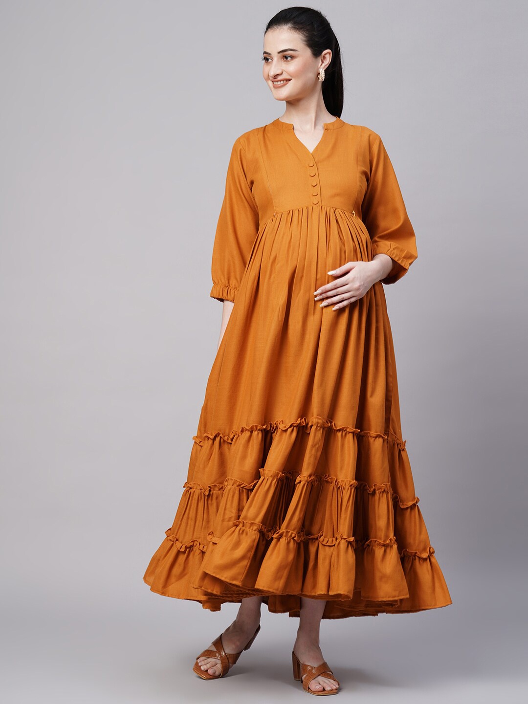 

Aanyor Maternity Fit & Flare Midi Dress, Yellow