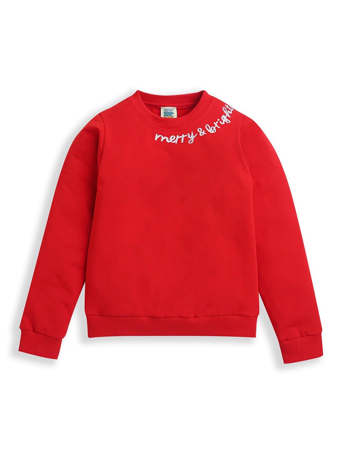 

ZIP ZAP ZOOP Kids Typography Printed Cotton Christmas Sweatshirt, Red