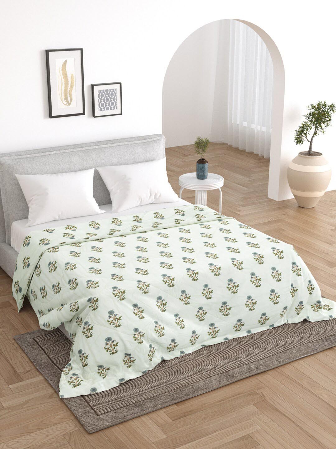 

EverHOME Sea Green Ethnic Motifs Microfiber Mild Winter 120 GSM Double Bed Comforter