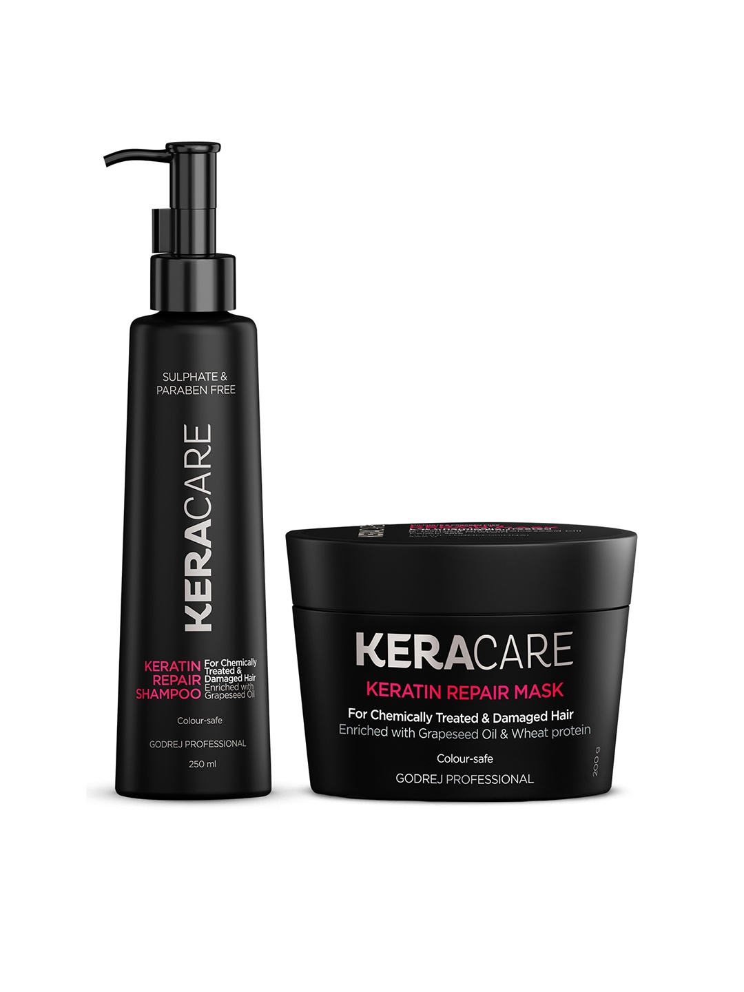 

Godrej Professional Colour Safe Keracare Keratin Repair Mask 200g & Shampoo 250ml, Black