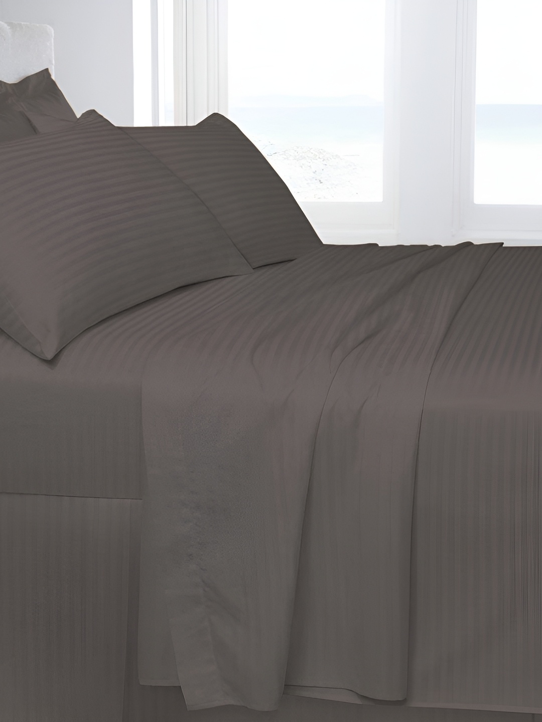 

Texlux Grey Striped 220 TC King Bedsheet with 2 Pillow Covers