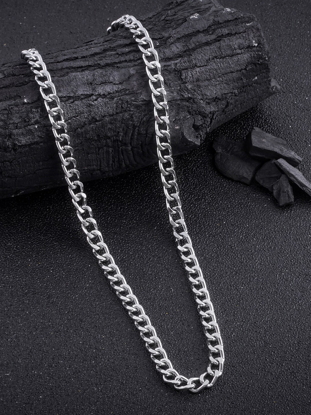 

WROGN Men Rhodium-Plated Stainless Steel Chain, Silver